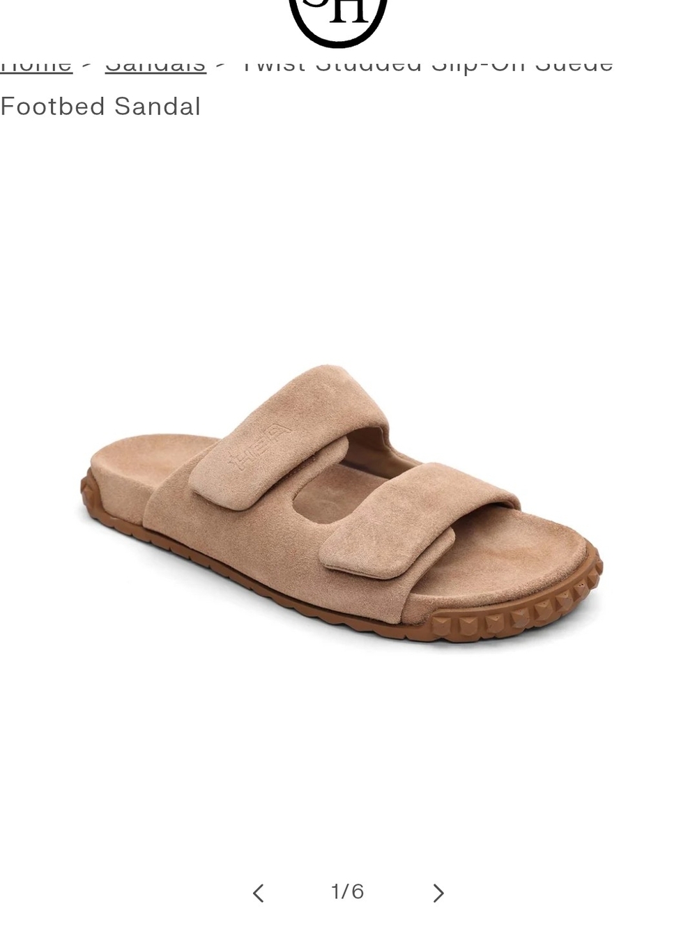 Twist Studded Slip-On Suede Footbed Sandal - Tan